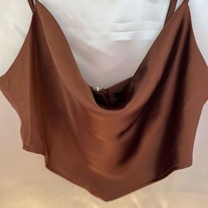 Satin chocolate crop top